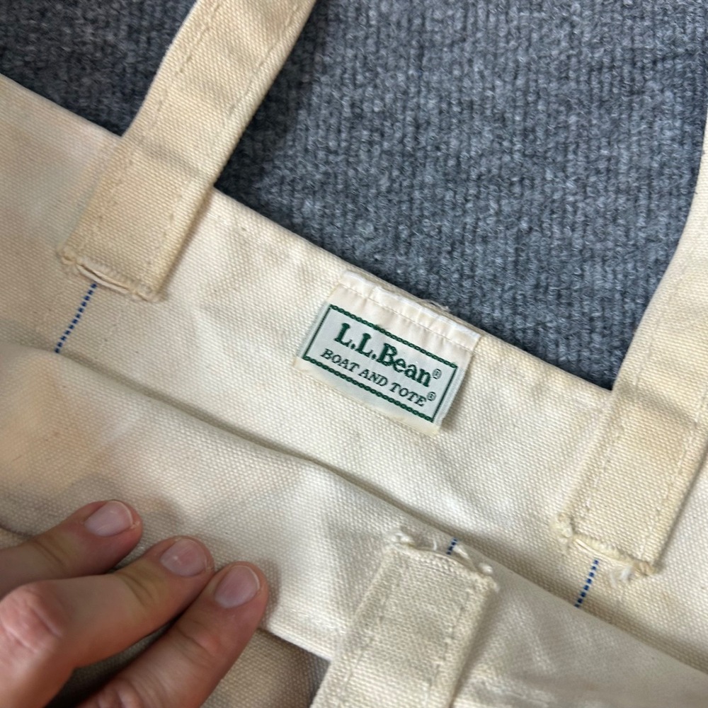 Vintage 80s 90s LL Bean Boat and Tote Large Navy Canvas Bag - Picture 4 of 9